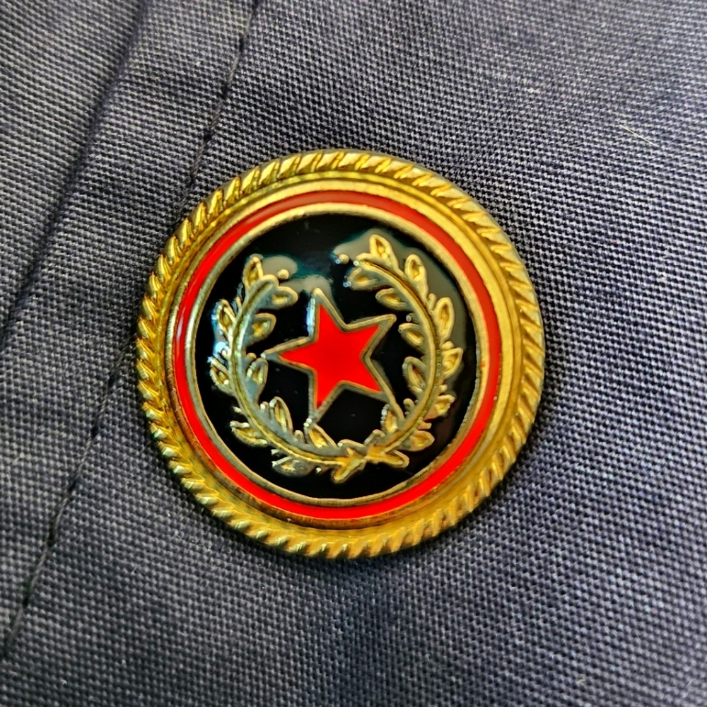 Vintage Italian Navy Blue & Red Trench Coat - Picture 7 of 13